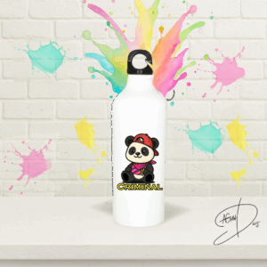 Aluminium Wasserflasche mit Criminal-Panda-Motiv