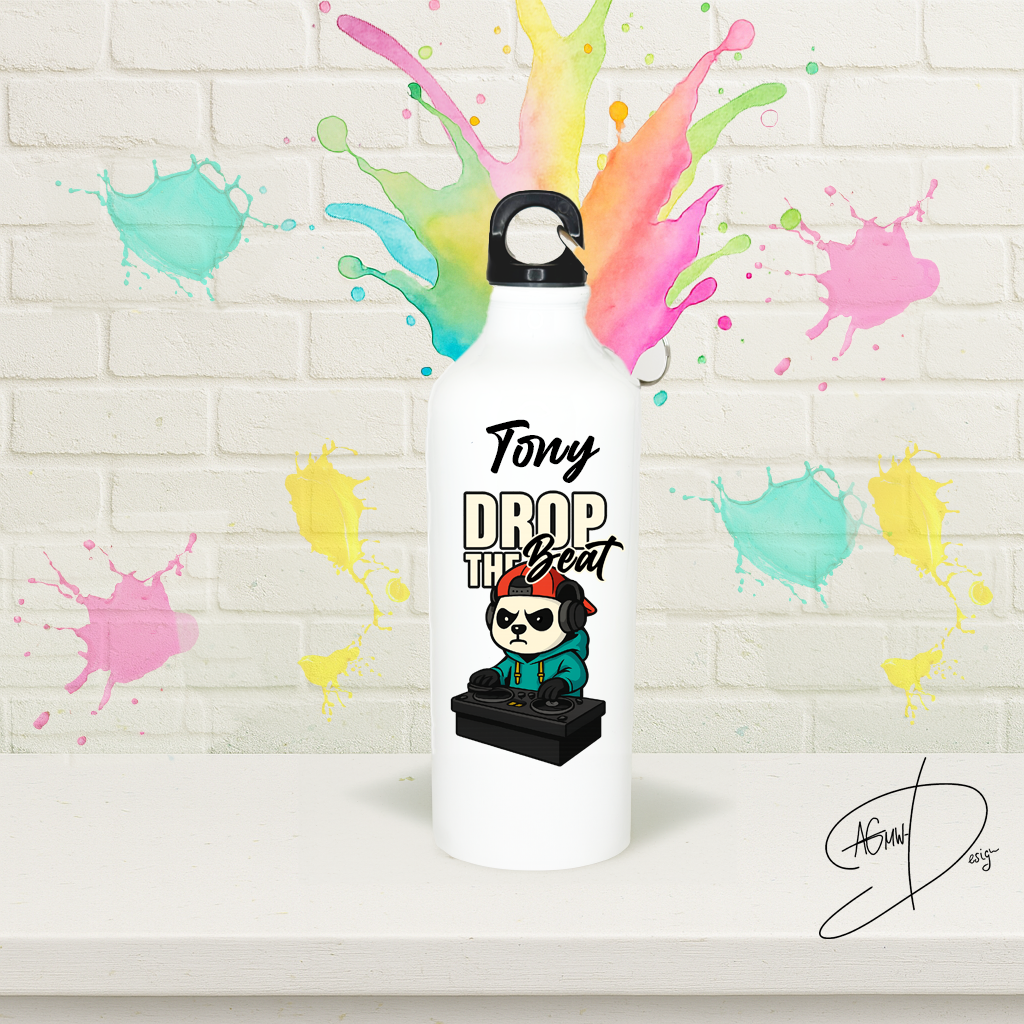 Aluminium Wasserflasche "DroptheBeat"-Panda – Bild 2
