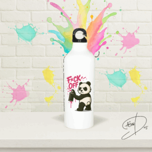 Aluminium Flasche "FuckOff"-Panda (pink)
