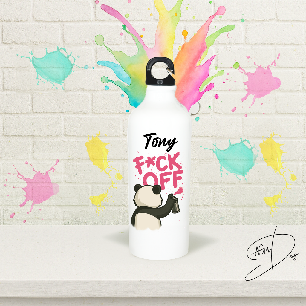 Aluminium Wasserflasche "FuckOff"-Panda – Bild 2