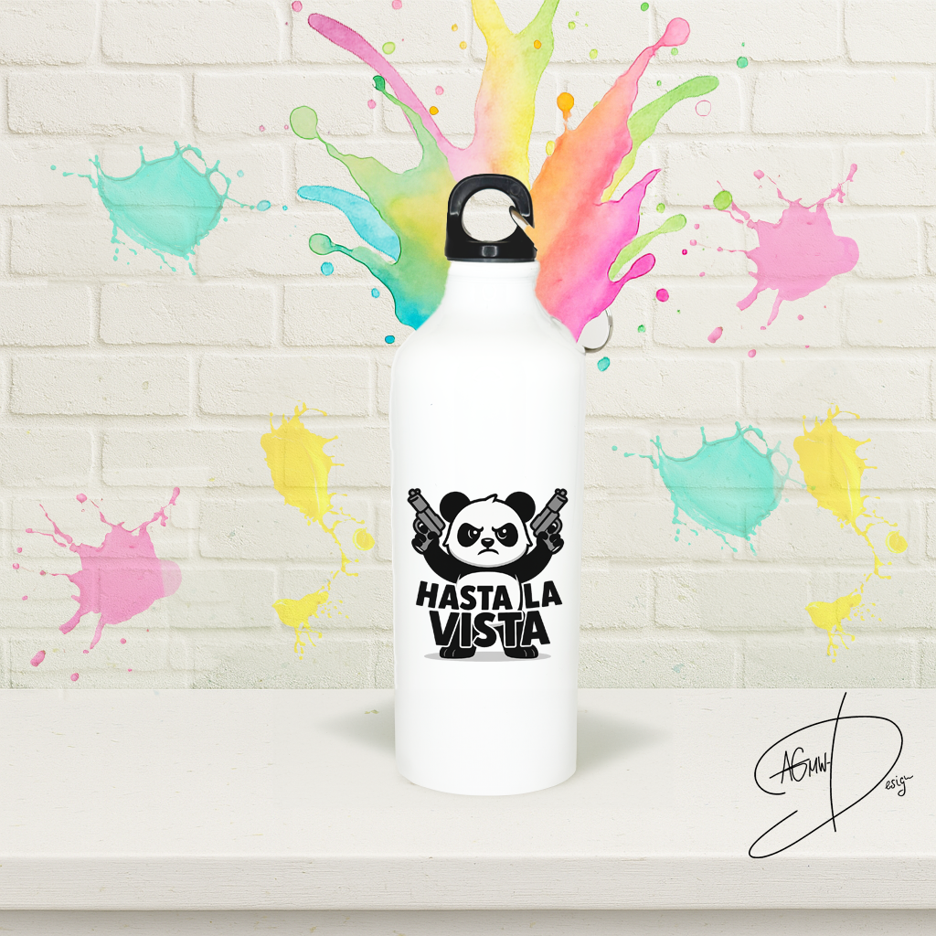 Aluminium Wasserflasche mit HastaLaVista-Panda-Motiv