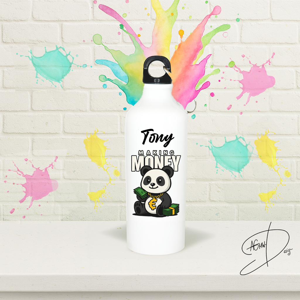 Aluminium Wasserflasche mit Making-Money-Panda Motiv โ Bild 2