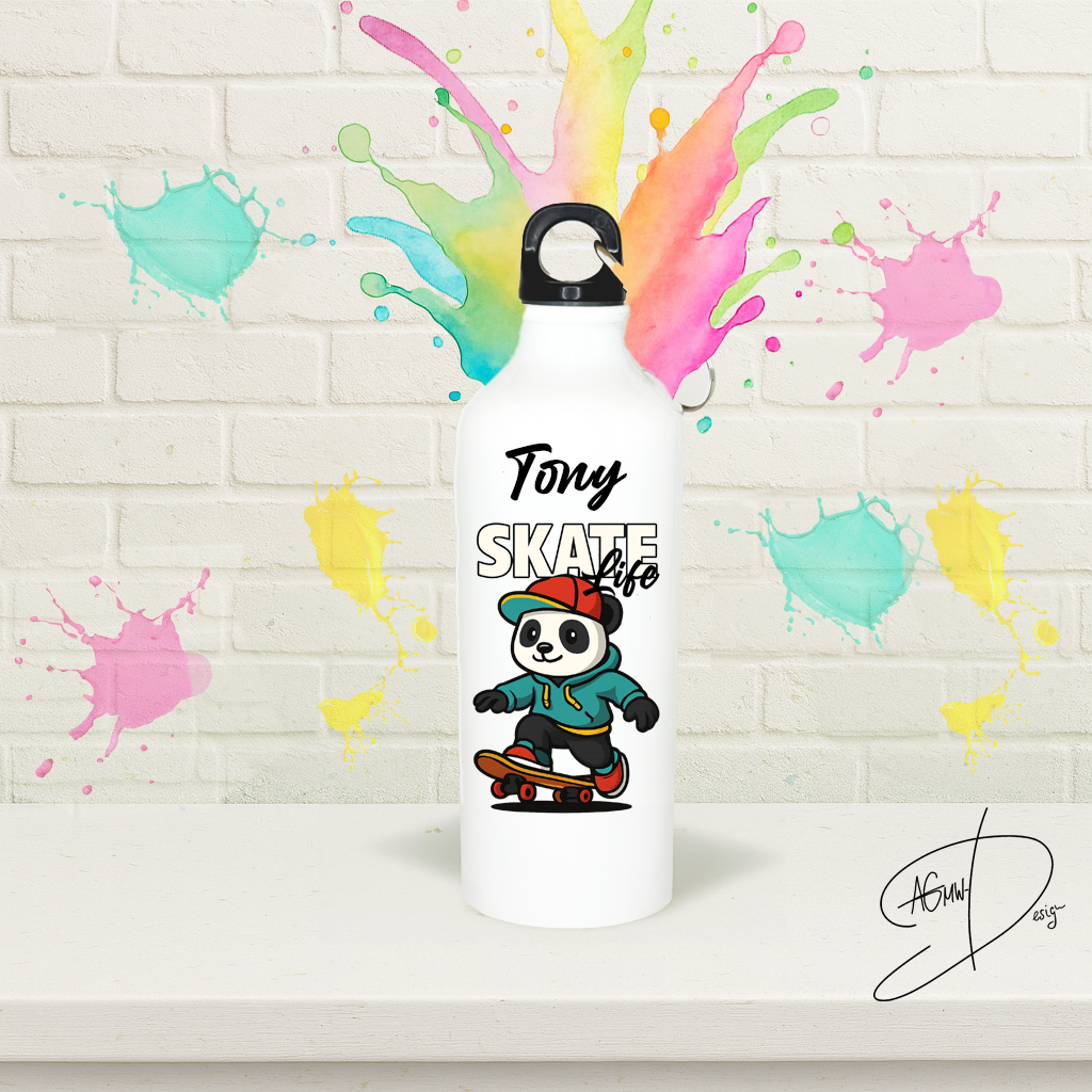 Aluminium Wasserflasche Skating Panda โ Bild 2