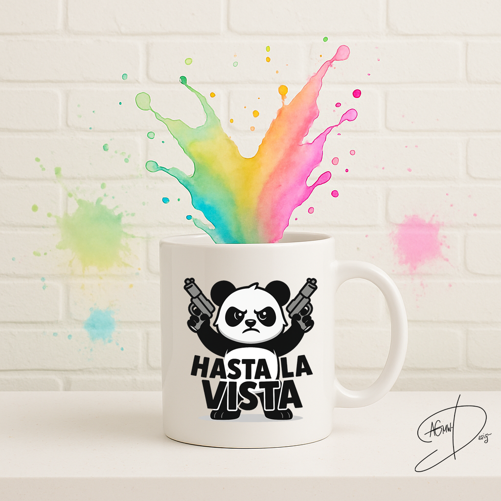 Hochwertige Keramiktasse "HastaLaVista"-Panda