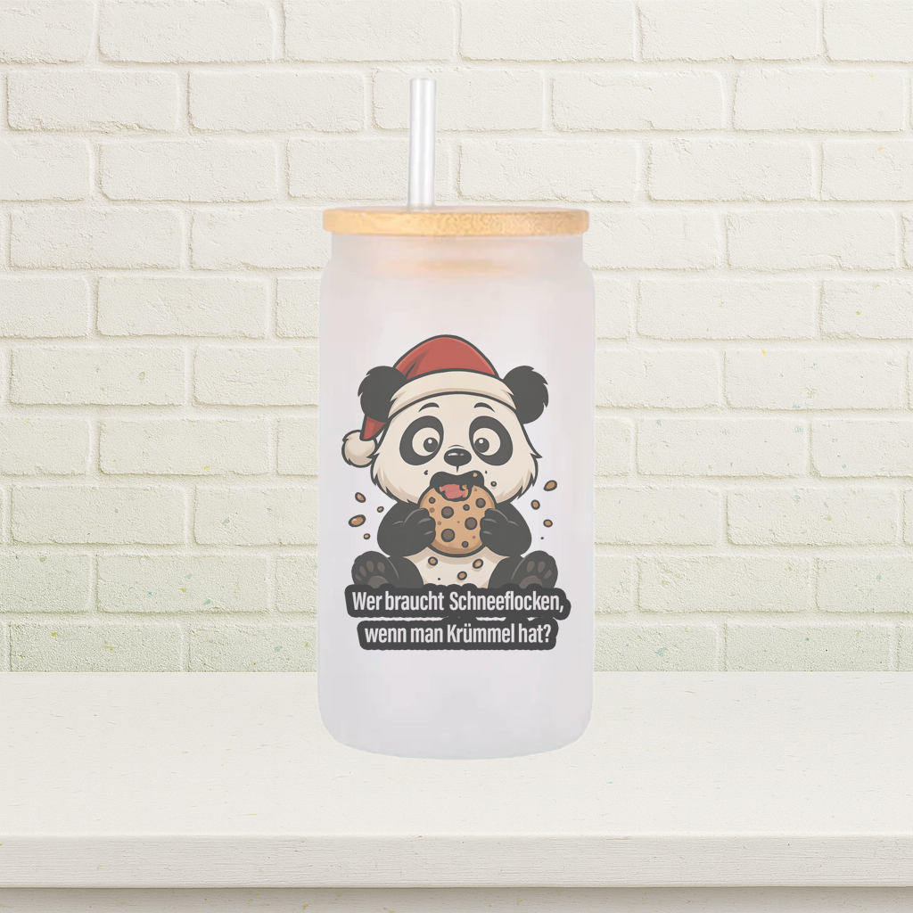 Glas mit Cookie-Panda-Krümmel-Design
