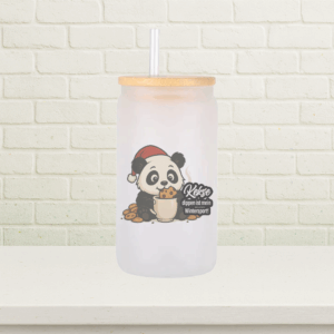 Glas Panda "Kekse dippen ist mein Wintersport" Motiv