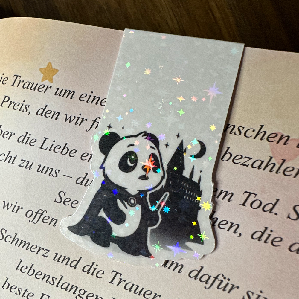 Magnetisches Lesezeichen Hogwarts-Panda mit Glitzer-Effekt