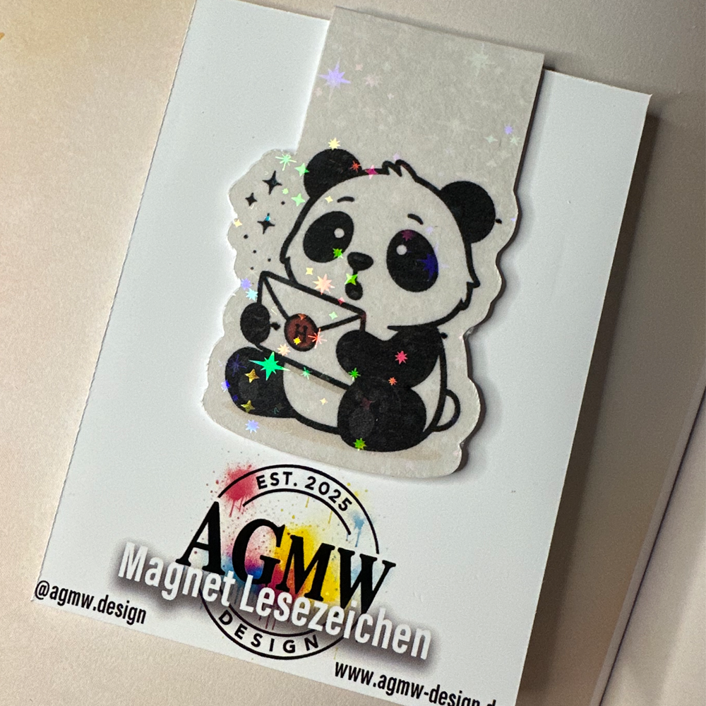 Magnetisches Lesezeichen Hogwarts-Panda mit Brief mit Glitzer-Effekt – Bild 2