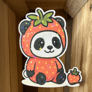 Sticker Strawberry-Panda Sternchen Glitzer (groß)