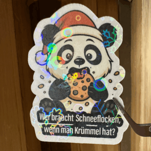 Sticker WeihnachtsPanda SchneeflockenGlitzer