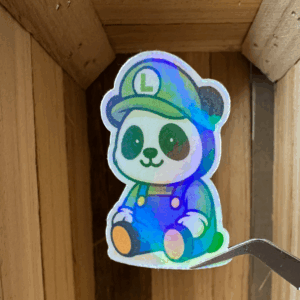 Sticker Gamer-Panda grün Rainbow-Effekt (klein)
