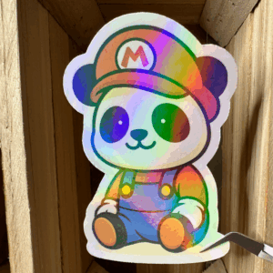 Sticker roter Handwerker-Panda Rainbow (groß)