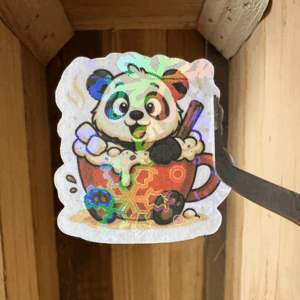 Sticker Panda in Kakao Schneeflockenglitzer (klein)