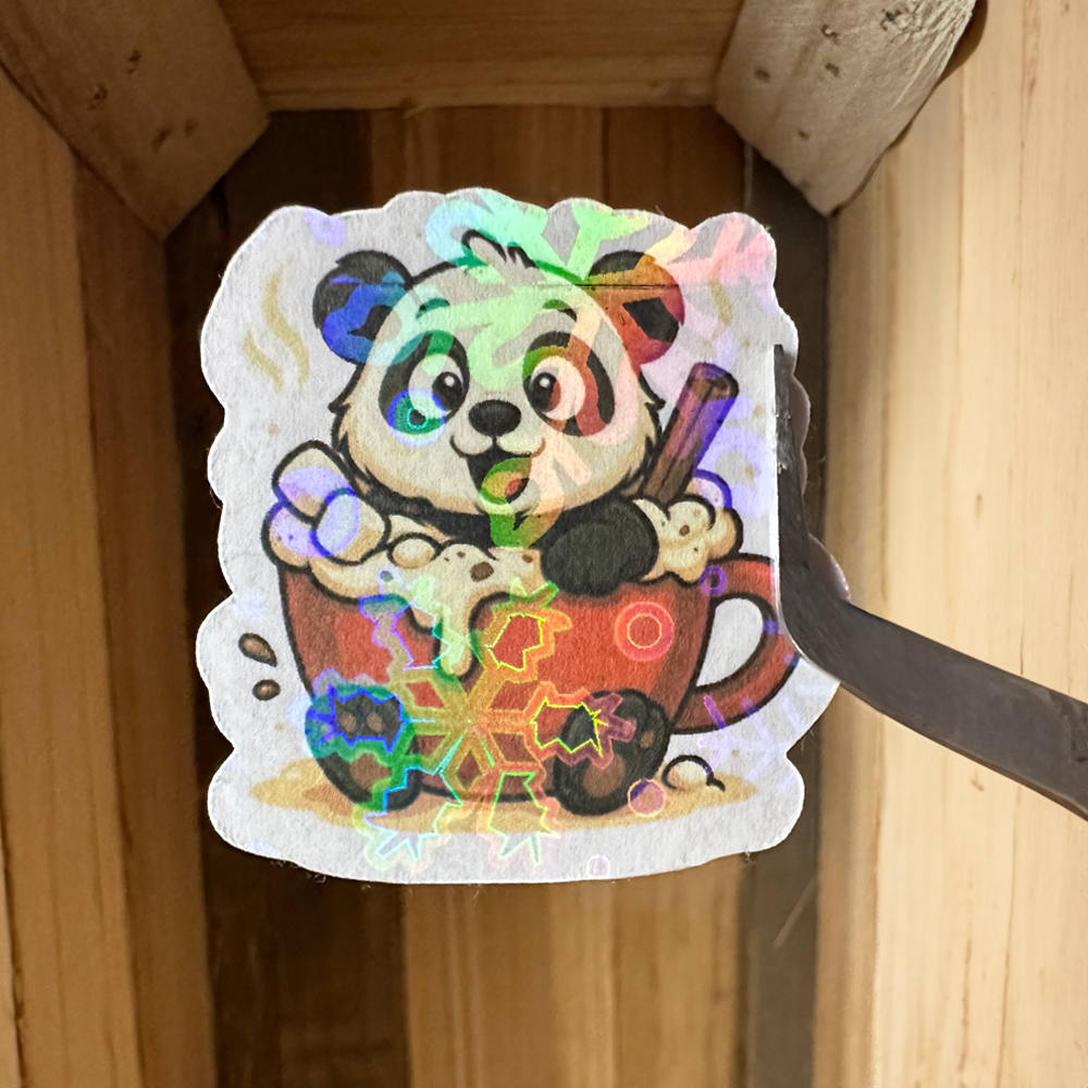 Sticker Panda in Kakao Schneeflockenglitzer (klein)