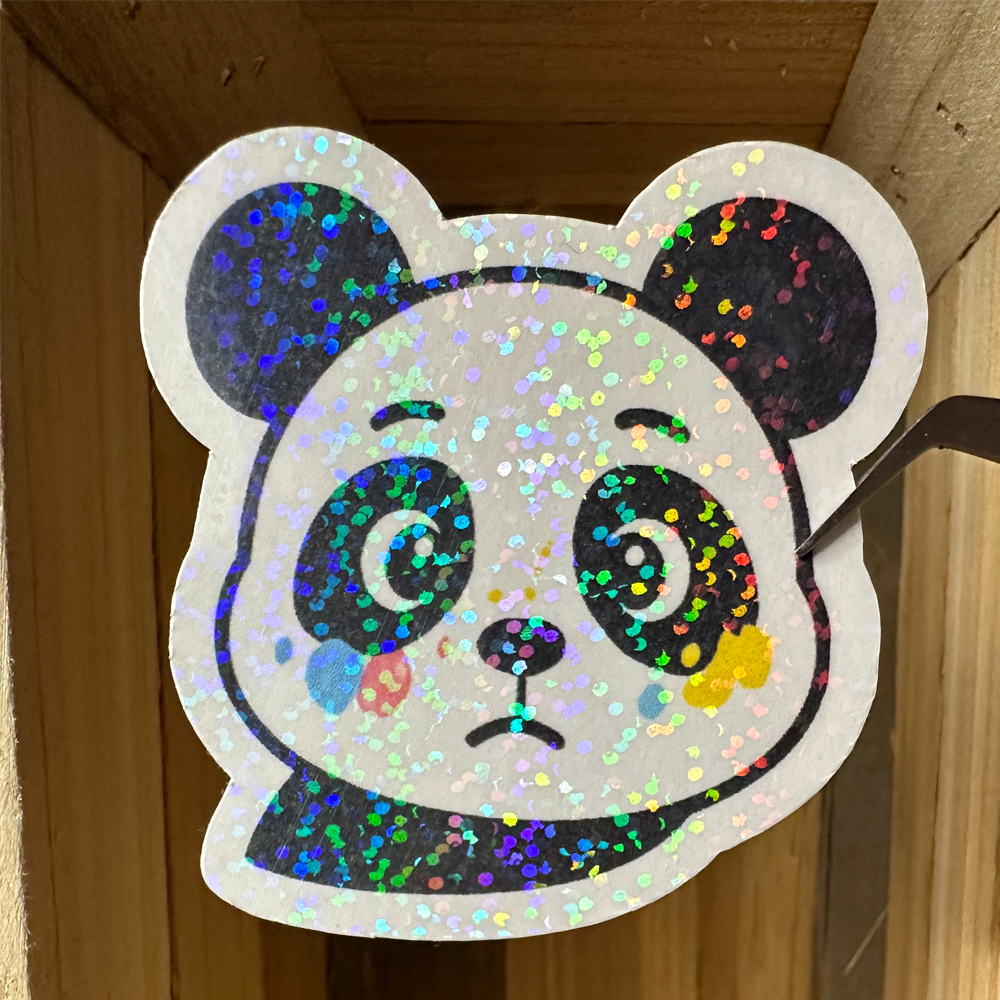 Sticker Sad-Panda Dot-Glitzer (groß)