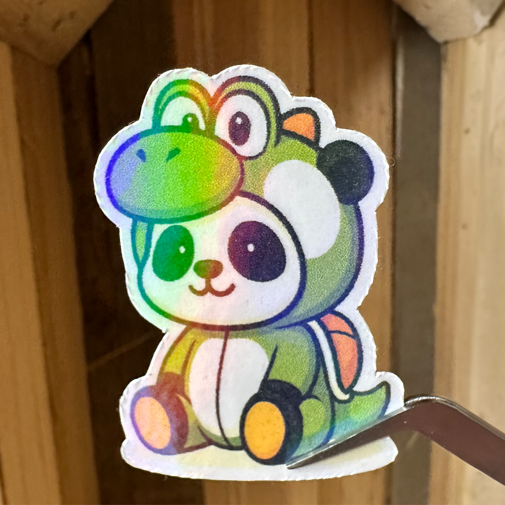 Sticker Dino-Panda Rainbow (klein)