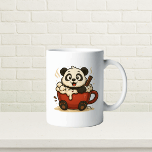 Hochwertige Keramik-Tasse "Panda in Kakao"