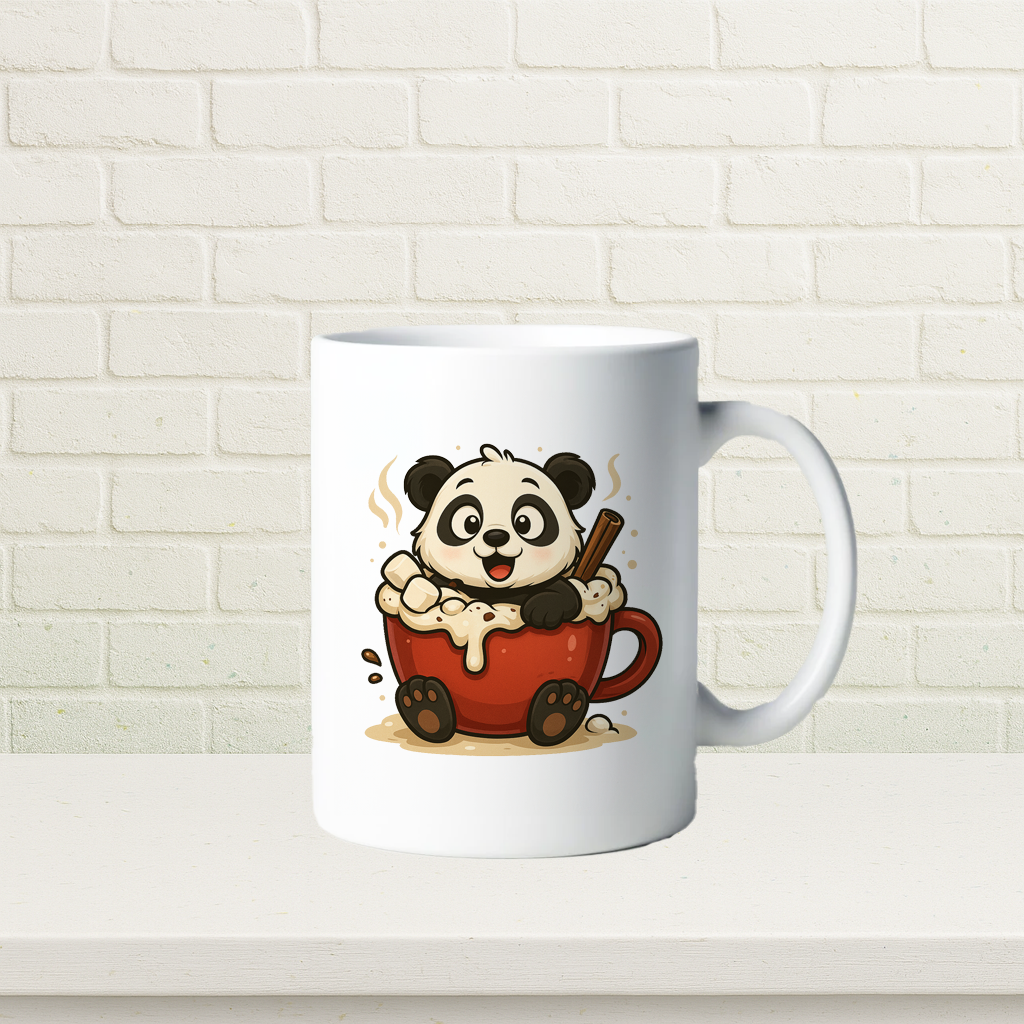 Hochwertige Keramik-Tasse "Panda in Kakao"